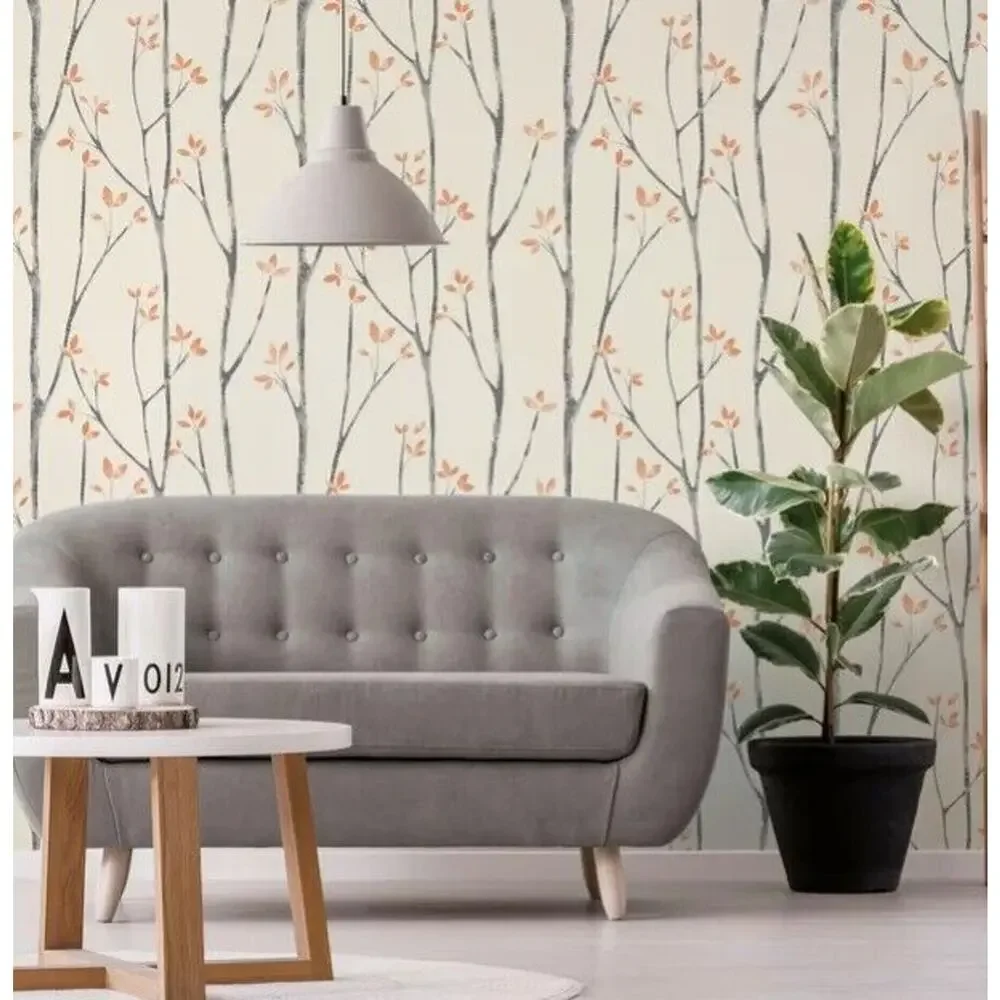 Orange Signe Floral Double Roll Nature Scandinavian Wildlife Washable